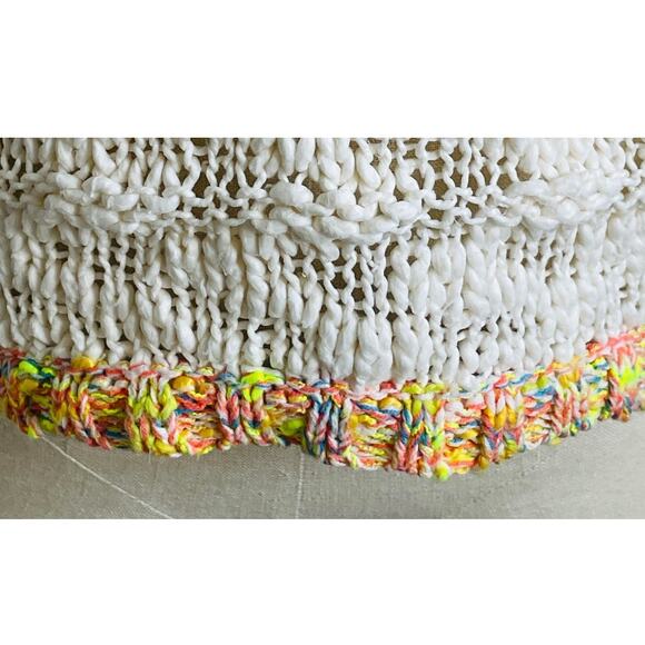 Free People West Palm Sweater Cream Multi Color Trim Small - Picture 4 of 11